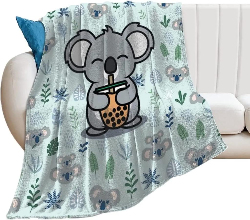Cute Koala Throw Blanket Gifts for Koala Lovers Kawaii Wild Animals for Couch Sofa Bed Lightweight Warm Super Soft King Size