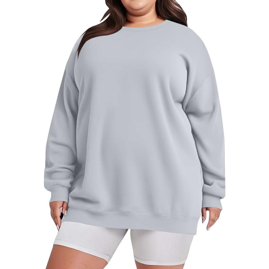 Plus Size Sweatshirt For  Women Oversized Crewneck Long Sleeve Pullover Tops