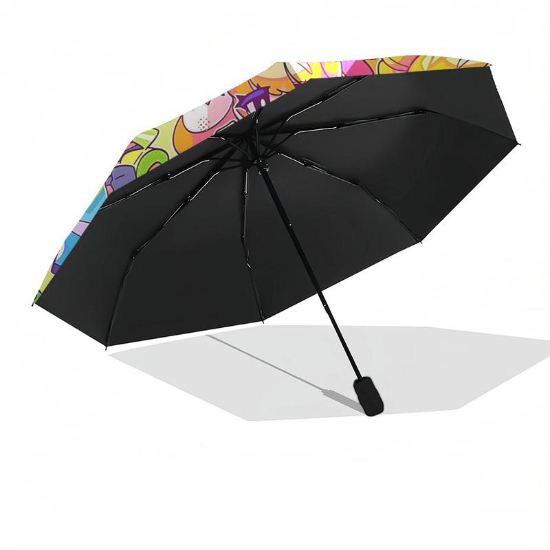 1pc Powerpuff Girls Automatic Opening/Closing Outdoor Umbrella with Portable Tri-Fold Design, 8-Rib Iron Frame Outdoor for Fans, Travelers, Daily