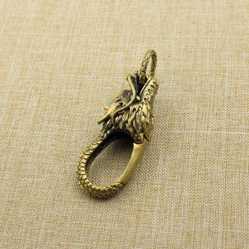 New Brass Dragon's Head Creative Decoration Feng Shui Pendant Chinese Retro Style Dragon Keychain Pendant Souvenir Gifts