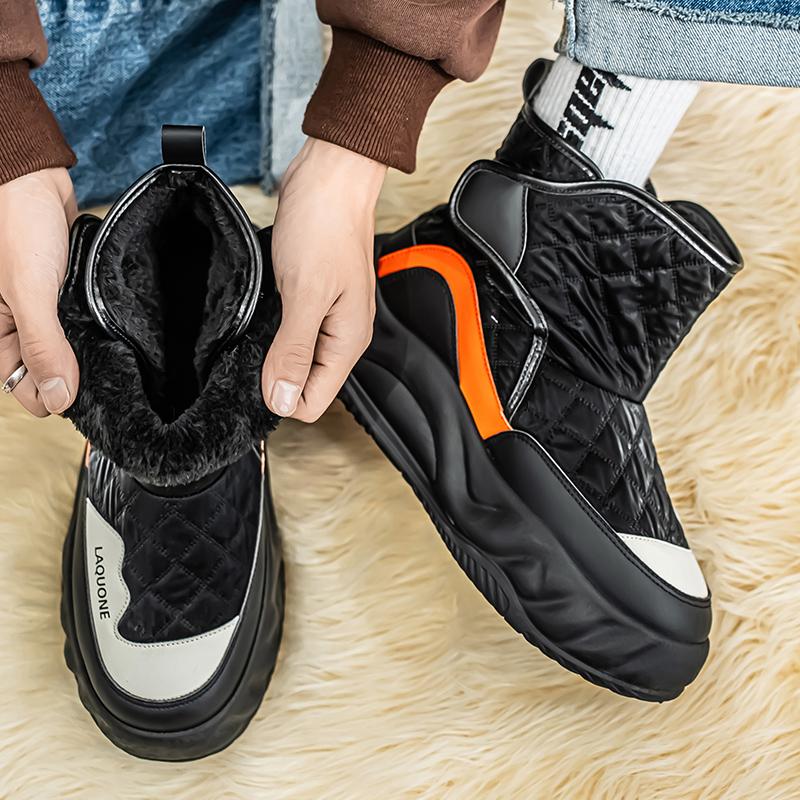 2024 New High Top Fleece Warm and Comfortable Snow Boots, Fashionable and Versatile Men's and Teenagers' Winter Cotton Shoes
