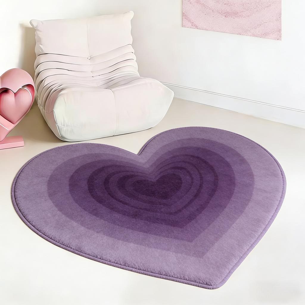 Heart Shape Living Room Decoration Carpet Thick Plush Lounge Floor Mat Fluffy Soft Cloakroom Rug Gradient Color Rugs for Bedroom