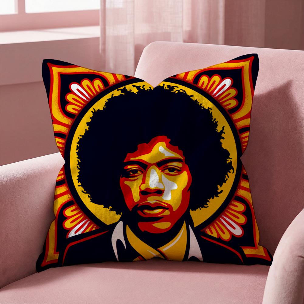 SingerJ-Jimi H-Hendrix Cushion Cover Multi-Scene Pillow Cover for Home & Car - Reversible, Soft & Durable for Daily Use