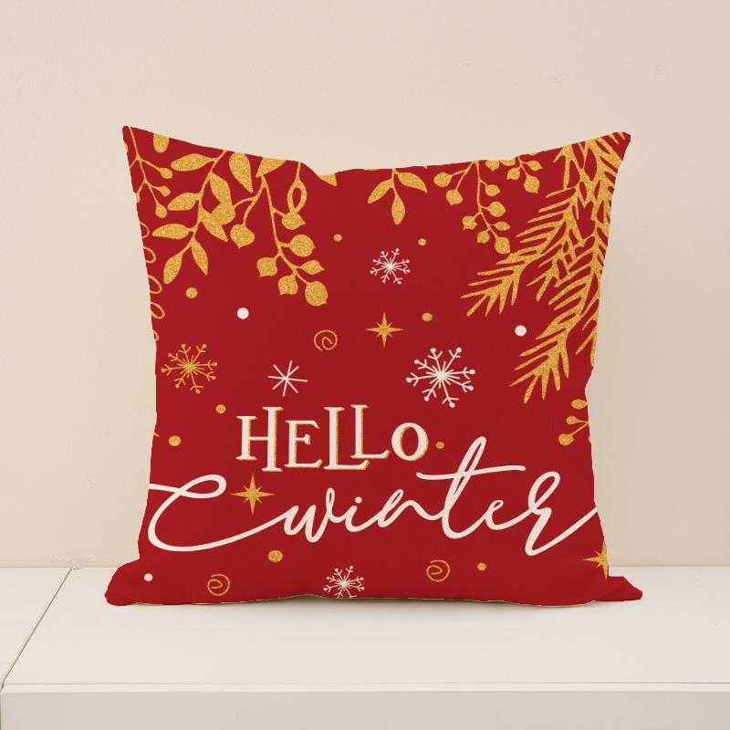 Christmas Pillow Cover Red Set Christmas Tree Print Pillow Indoor Sofa Cushion