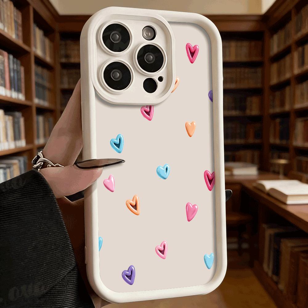 Colorful Heart Pattern Luxury Anti-Slip TPU Phone Case For Xiaomi Redmi Note 15 14 13 12 11 10 9 Pro Full Protective Cover