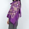 New embroidered women's scarf travel wear with fringed ethnic flowers outside with shawl windproof warm scarf