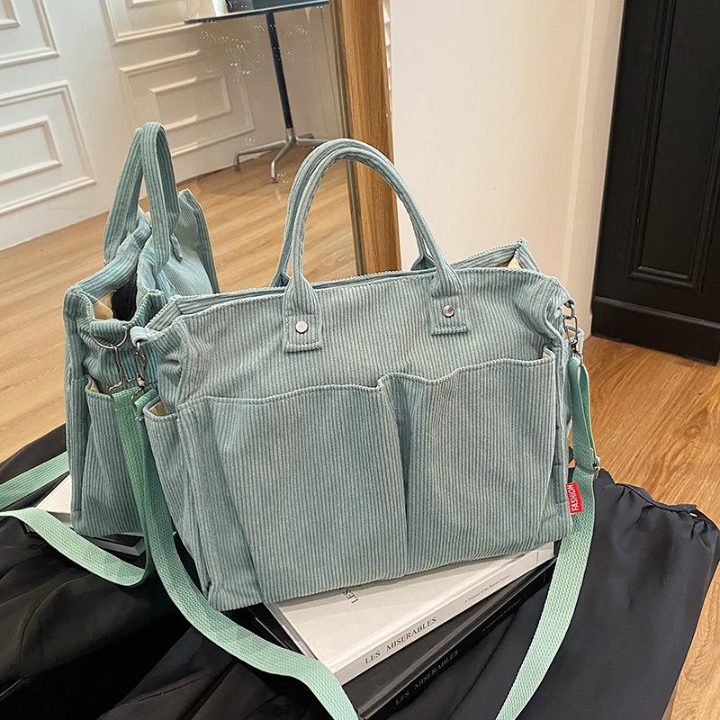Lässige einfache Schulter-Tragetasche Umhängetasche Damen große Kapazität Cord Damen neue Handtasche