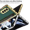Samsung Z Fold 4 Pen Slot Leather Phone Case with Electroplated Finish and Camera Protection