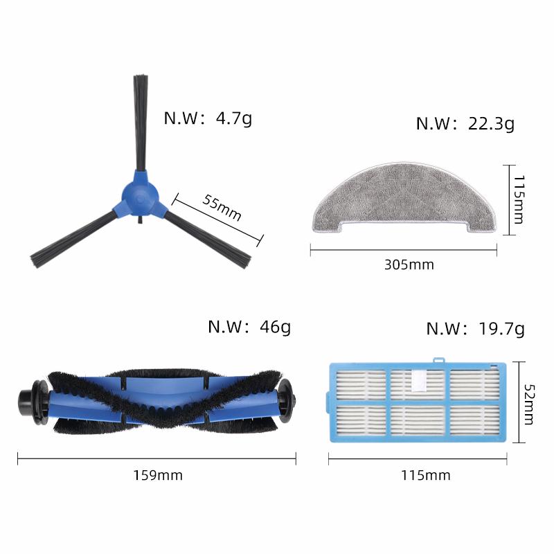 For Proscenic 850T/ 850P Robot Vacuum Spare Part Main Roller Side Brush Hepa Filter Mop Cloth Rag Replacement Accessories