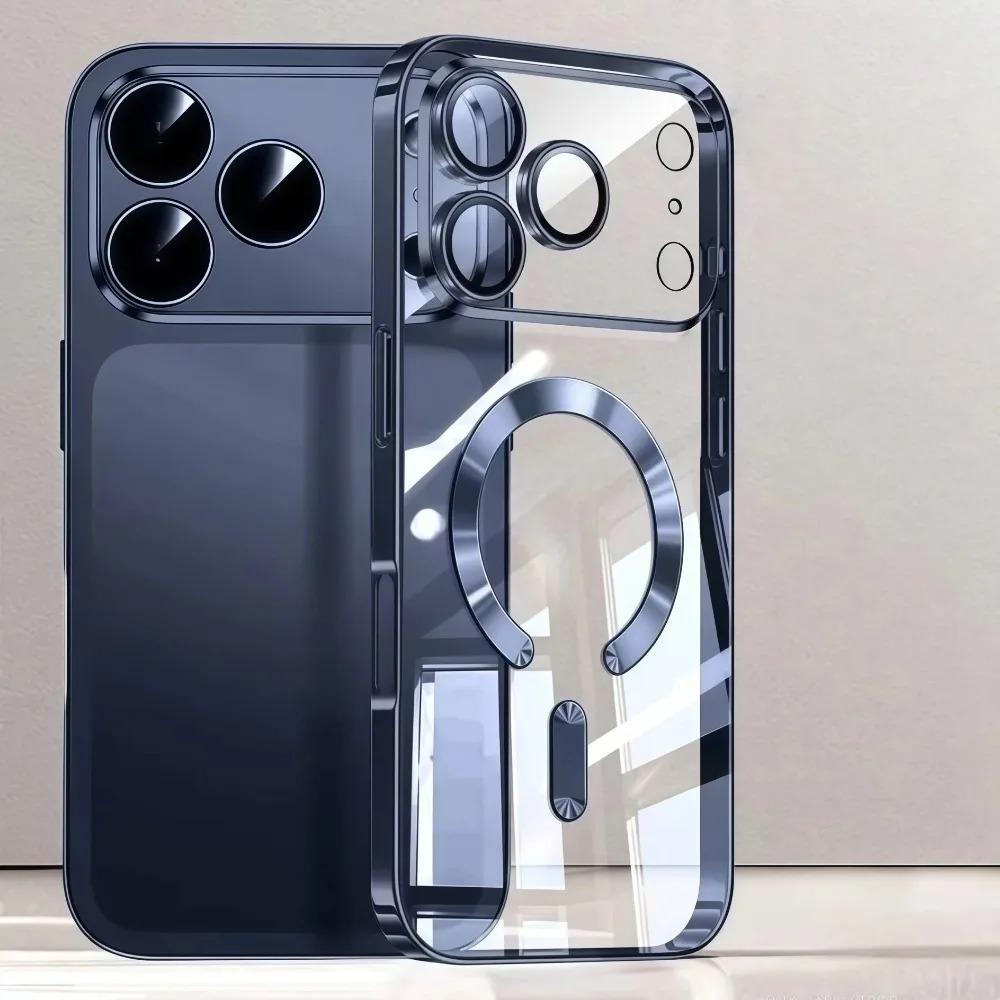 Plating Magnetic Phone Case For For Iphone 17 16 1 14 13 Pro Max 17Pro 17 For Lens Protector Cases Transparent Cover