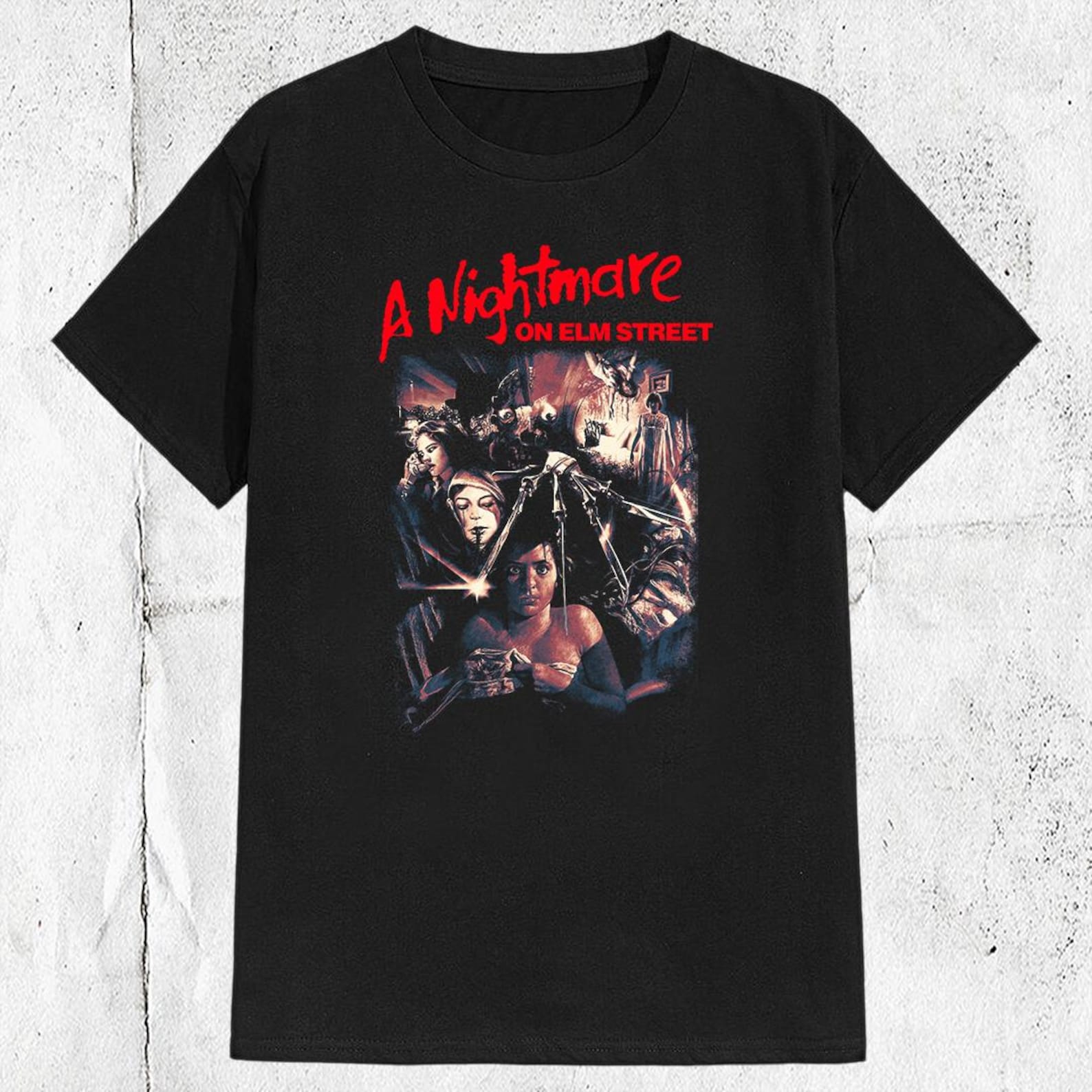 Vintage 80s A Nightmare on Elm Street Halloween Horror Movie T shirt 2XL