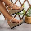 Fashion 2025 New Summer Elastic Band Women's Sandals Crystal Butterfly Platform Wedge Bordered Sandals for Fashion Plus Size Dress Shoes