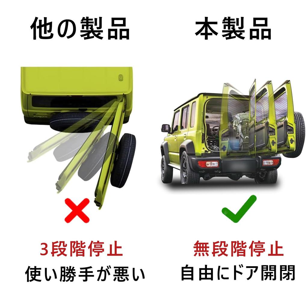 Ysemco Compatible with New Jimny and JC74W Rear Door Jimny Rear Gate Stepless Free Hydraulic Vehicle Inspection Compliant JB64, JB74W, Damper, Damper,