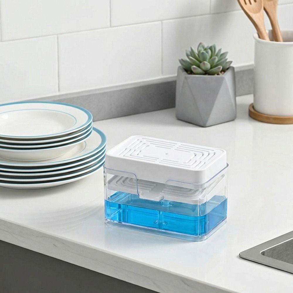 Sponge Holder Press Dishwashing Soap Box Kitchen Sink Organizer Rack  Dishwashing Area