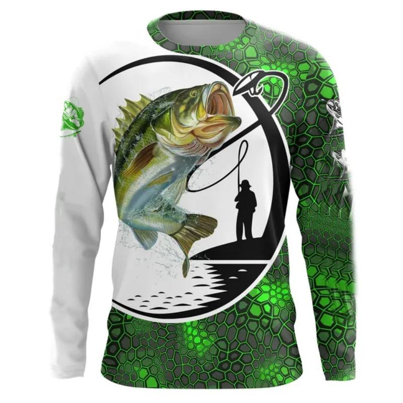 Men's Long Sleeve T-shirt 3d Fishing Print Graphic T Shirts Men Women Fashion Tops Tees Men's Clothing Outdoors Sportwear Tops