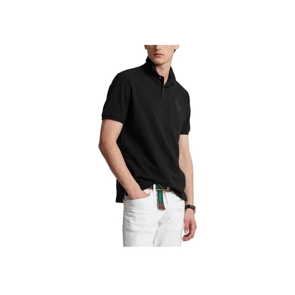 Polo Ralph Lauren FW23 Solid Logo Patch Casual Short Sleeve Polo Shirt Men Tops Black MNPOKNI1N822533-001