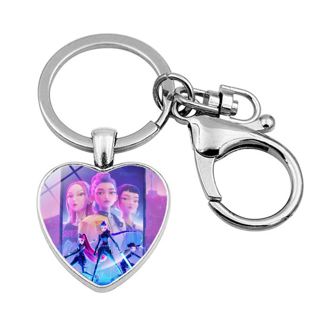 Witch Girl Group Surrounding Love Keychain Pendant Cartoon Anime Heart Pendant Accessories