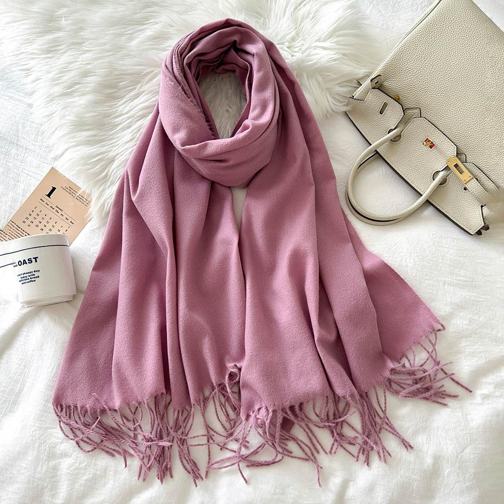 Solid color scarf women's winter new imitation cashmere scarf multi-color warm scarf long shawl