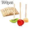 100 Mini Bamboo Appetizer Forks, 3.5-Inch Disposable Design Perfect for Fruit, Snacks, Desserts and Party Use