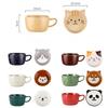 300ml Cute Ceramic Cat Coffee Mug with Lid,Kawaii Coffee Mugs or Tea Cups for Cat Lovers,Funny Novelty Cat Breakfast Mugs for Gift