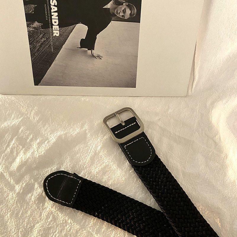 Unisex Fashionable Canvas Belt With No Hole Design And Chic Buckle Square