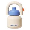 Chakolab Large Capacity  Insulated Cup with Straw, Direct Drinking Big Belly Cup, Stainless Steel Water Bottle, Portable Mug, Blue and Beige, 1L