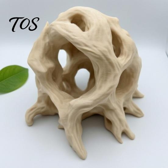 Safe Aquarium Ornament Hideout Tree Ball, 3D Printed Natural Look Root Reptile Hideout, Gecko Habitat Accessory Fish Cave, Decorative Shelter