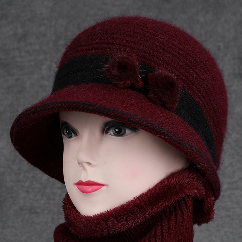 Winter Mother Hat Female Warm Versatile Grandma Basin Hat Velvet Cycling Cold Bucket Hat