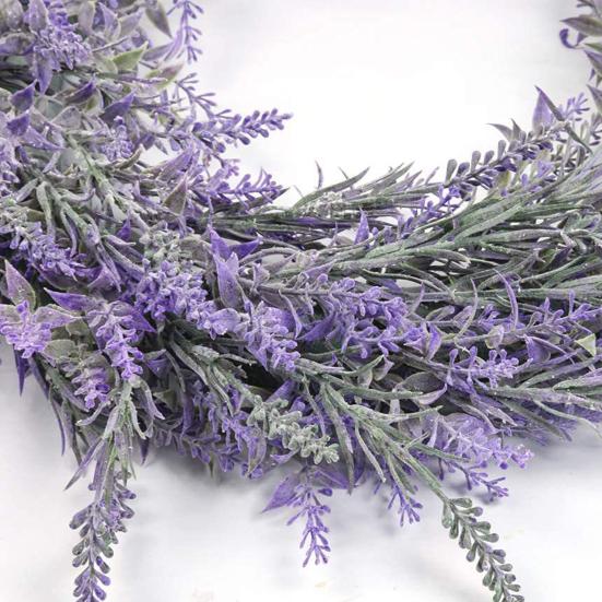 18 Inch Artificial Lavender Wreath for Front Door Summer Spring Purple Lavender Floral Wreath for Outdoor Indoor Wall Home Farmhouse Wedding Decor