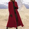 Women Open Front Long Wool Coat Lapel Collar Long Sleeve Loose Maxi Overcoat Casual Autumn Winter Outerwear
