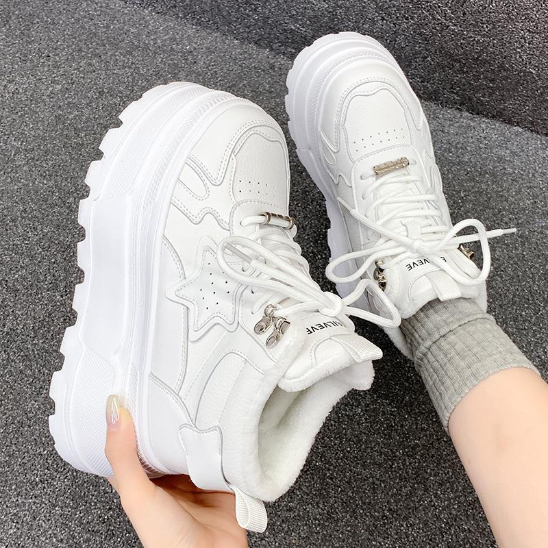 Fleece Thick-soled Winter New Soft-soled Lightweight Small Height-increasing Muffin Casual Board Shoes