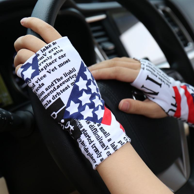 Unisex Thin Cotton Sun Protection Half-Finger Gloves for Summer Driving and Writing, Covers Scars