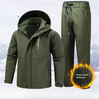 Herbst und Winter Plus Samt verdickte Overalls Anzug Herrenjacken Outdoor Angeln wasserdicht, winddicht und warm Arbeitsversicherung Kleidung Werkzeug