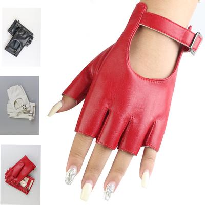 Gants en cuir demi-doigts, les femmes montrent leurs doigts, protection pour la conduite, PU imperméable et résistant au froid, tendance danse barre de fer, photo personnalisée