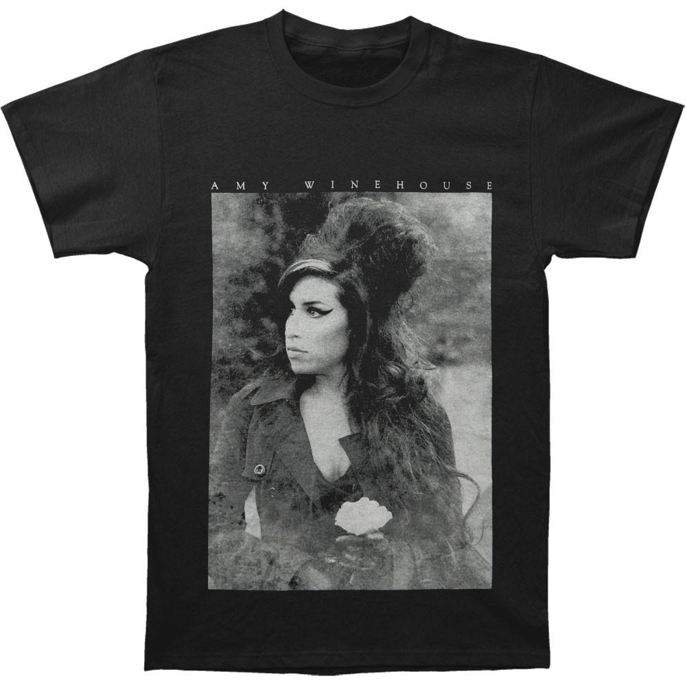 Men s Amy Winehouse Flower Portrait T-shirt XX-Large Black 3XL