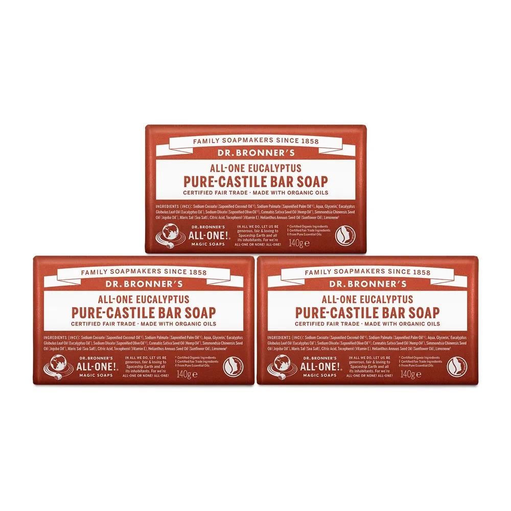 Dr. Bronner s Eucalyptus Pure Castile Bar Soap 140g (3 pieces)