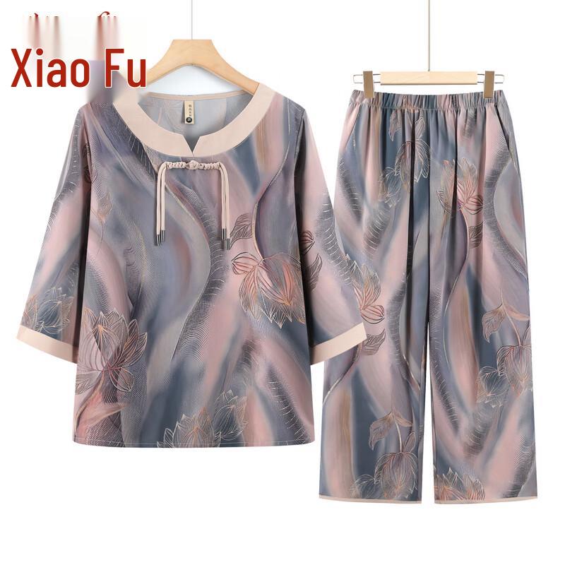 Women s New Chinese Style Casual Two-Piece Set 4XL