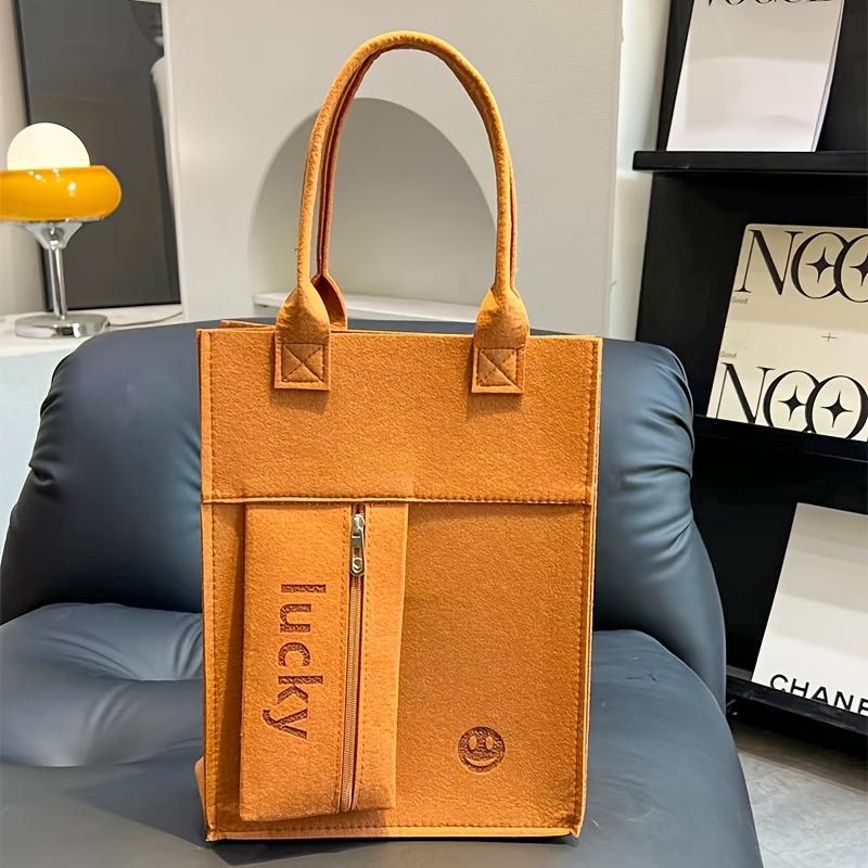 

Большая вместительная сумка-тоут из фетра с застежкой-молнией, сумка для файлов на одно плечо, прочный войлочный материал - идеально подходит для повседневного использования