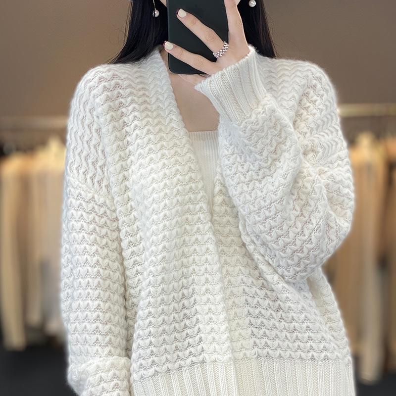 Women's Wool Knit Loose Cardigan - Autumn/Winter 2022 Fashion, Thick Short Jacket