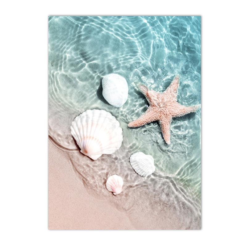 Flower Pineapple Wall Art Canvas Painting Beach Sea Starfish Shell Poster Landscape Print Nordic Wall Pictures Living Room Decor