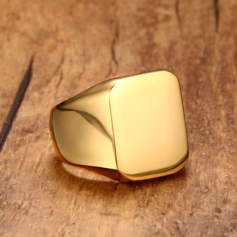 Vnox Customize HERO DAD Signet Ring for Men Black Stainless Steel Punk Stamp Ring Meaningful Father's Day Birtthday Gift