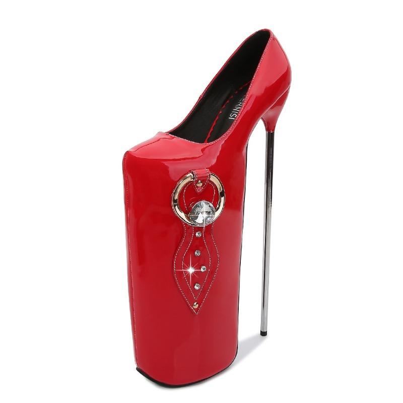 

Nightclub large size red metal heel fun large size high heels live streaming host pole dance hate sky high women s shoes 35 красный