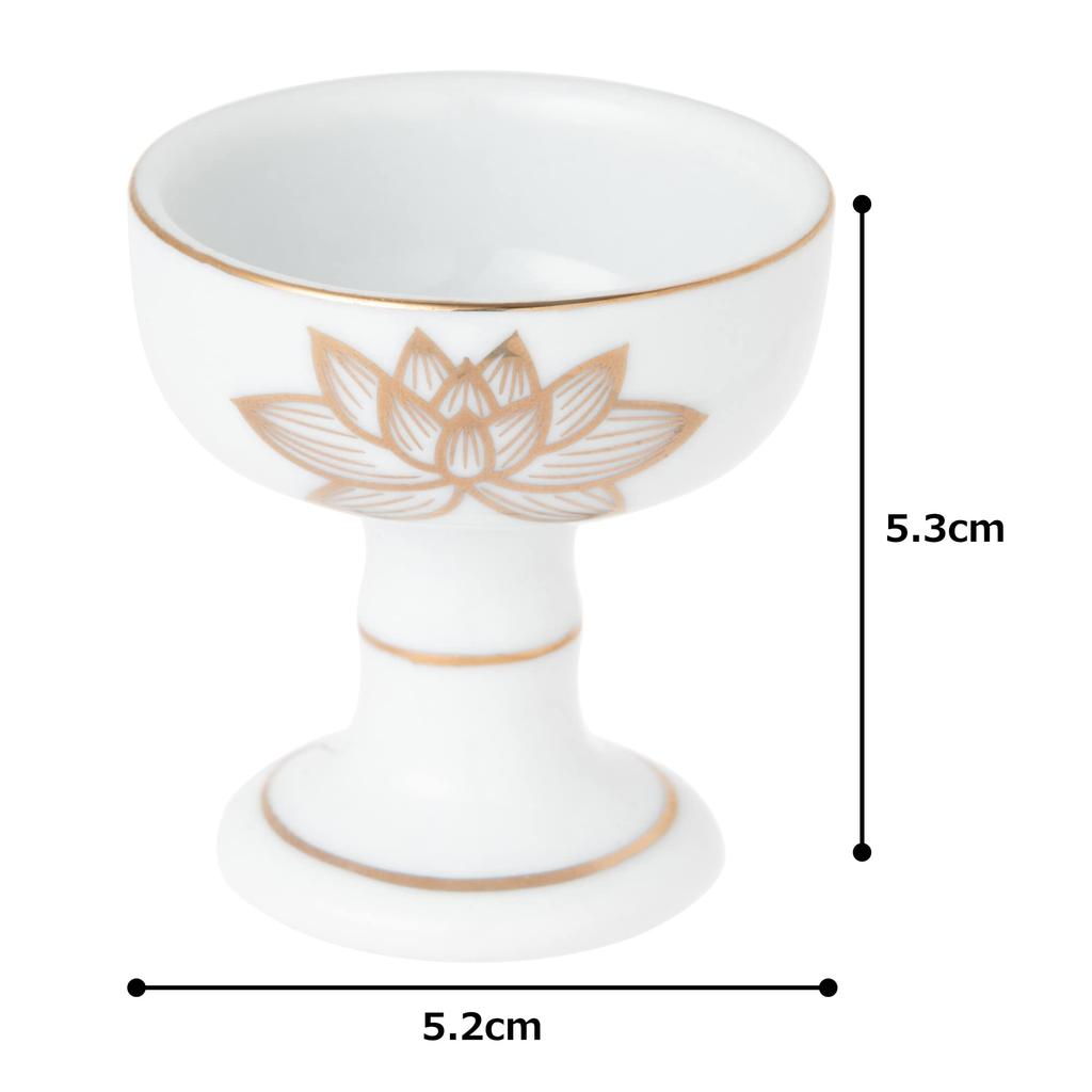 Buddhist Altar, Shinto Altar, White Gold Lotus Buddhist Vessel Set of 6, AM-TM647