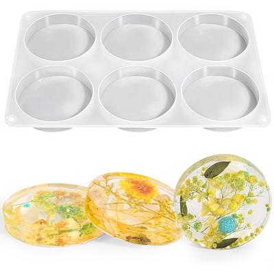 6 Cavity Deep Round Coaster Mold, Thicken Resin Casting Coasters Molds, for Epoxy Resin, for Flower Bouquet Preservation, Decorations, DIY Crafts