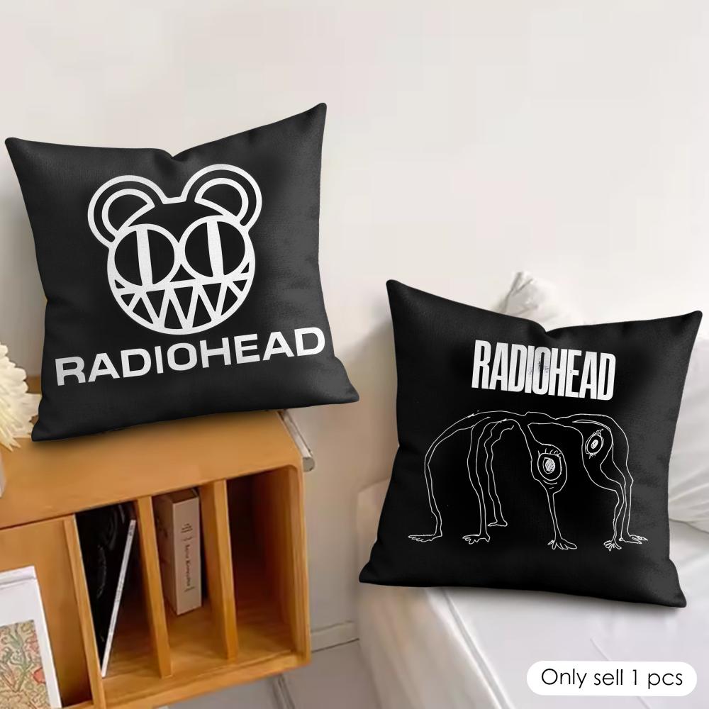 B-British Band Radioheads Cushion Cover Silky Short Plush Invisible Zipper Dustproof Sofa Pillow Case For Home Decor