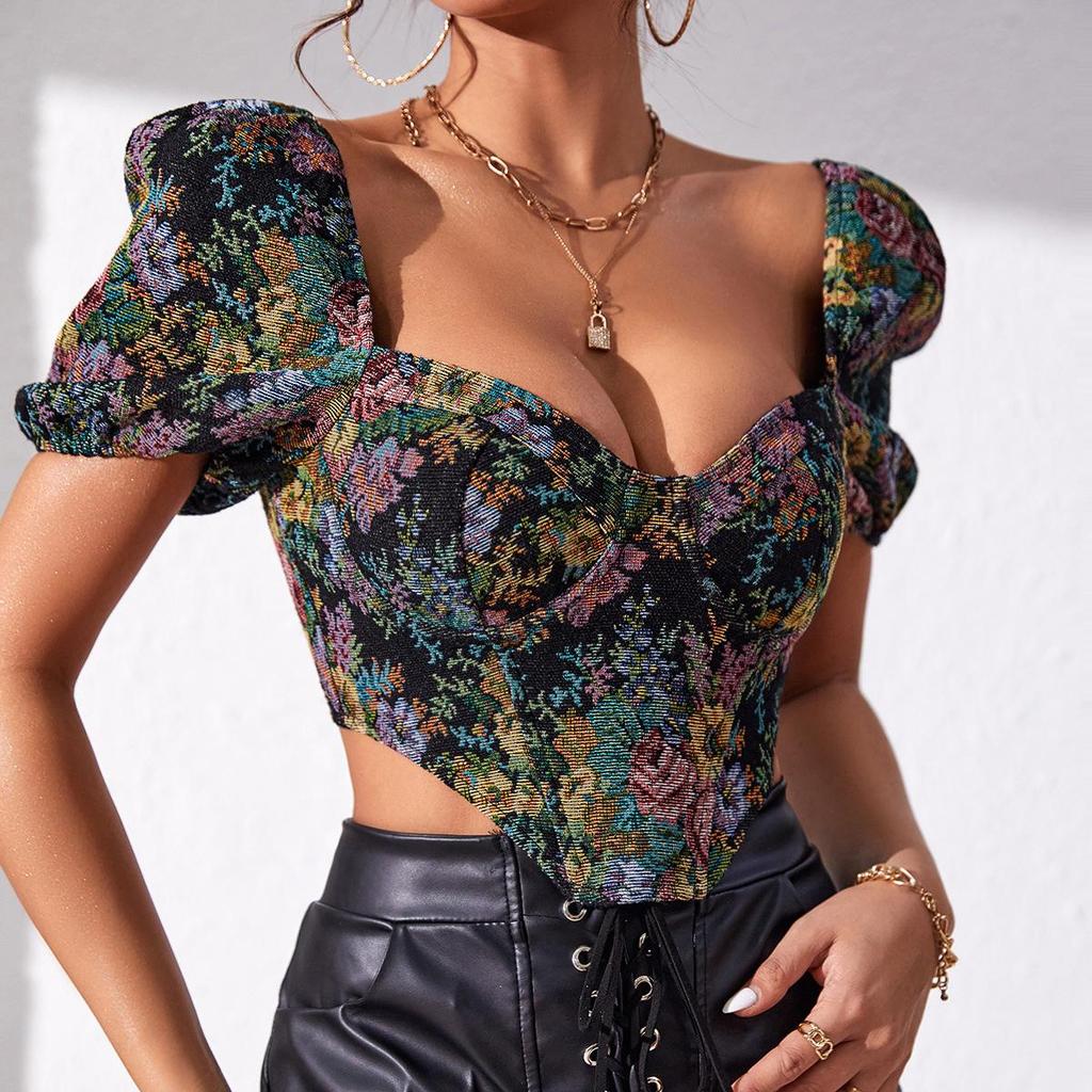 New Sexy Backless Bubble Sleeve Fishbone Strap Retro Camisole