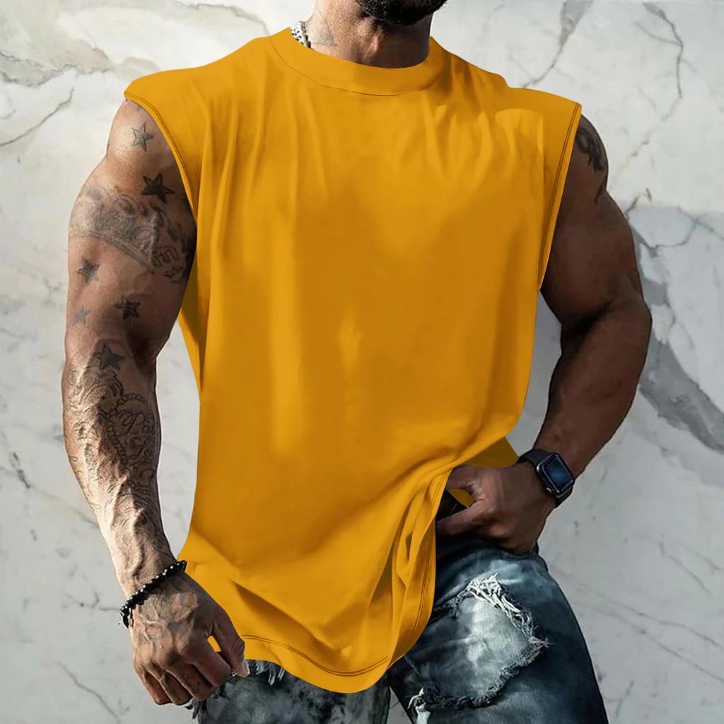 Men Sleeveless Tank Top Muscle Shirt Loose Fit Basic Solid Color Casual Summer Workout Vest for Daily Use