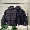 Bird Plus Winter Black and Gold Ribbed Down Jacket with Hood - Color Blocking Design