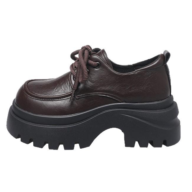 European soft leather big head loafers women's 2025 new casual height-increasing small leather shoes thick sole small light single shoes