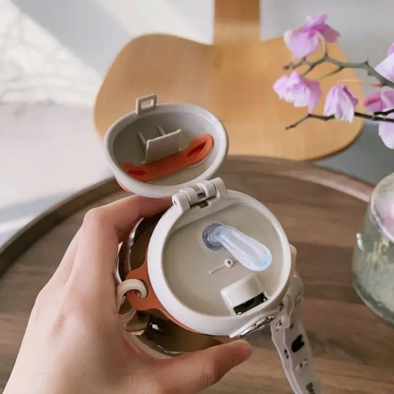 

450 мл симпатичная чашка с трубочкой для воды Sippy Kids Cartoon BPA Free герметичные бутылки для воды медведь портативная бутылка для питья для улицы детская чашка 450ml розовый